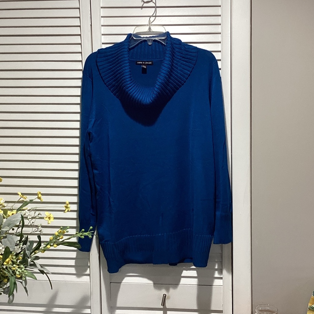 Blue Cowl Neck Sweater